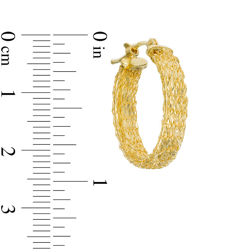 Main Image 3 of Made in Italy Oval Diamond-Cut Mesh Hoop Earrings in 14K Gold
