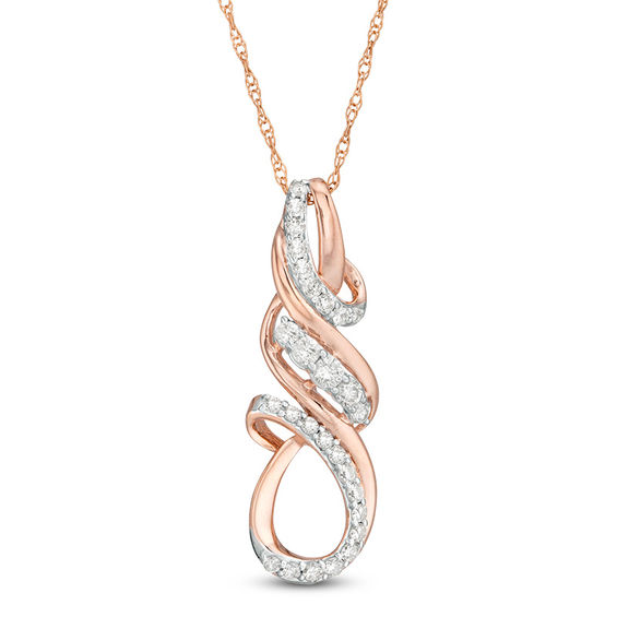 1/4 CT. T.w. Diamond Twist Flame Pendant in 10K Rose Gold