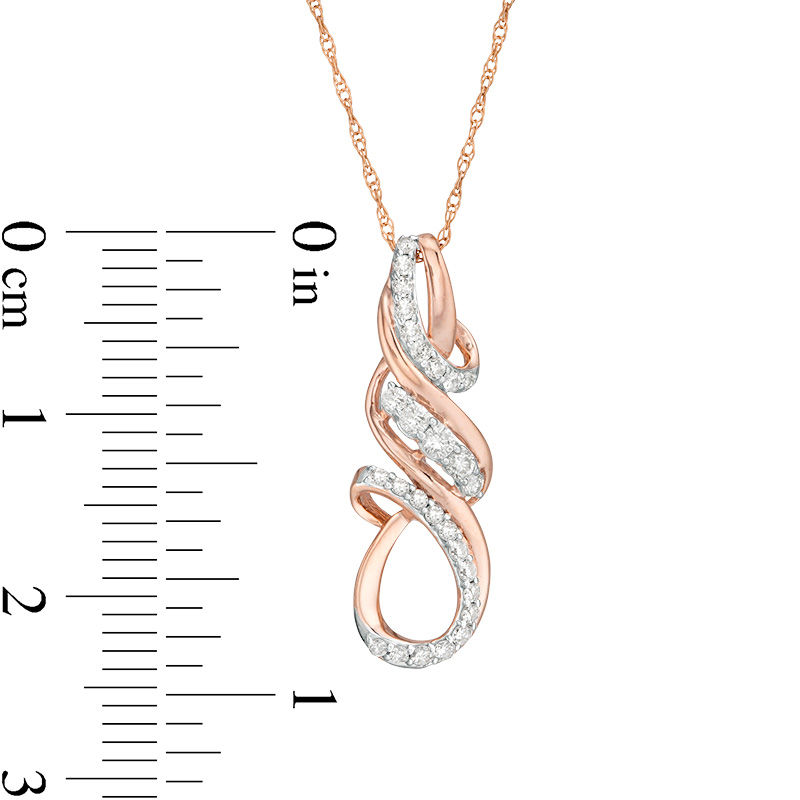 Main Image 2 of 1/4 CT. T.W. Diamond Twist Flame Pendant in 10K Rose Gold