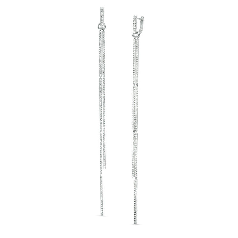Main Image 1 of Vera Wang Love Collection 1-1/8 CT. T.W. Diamond Double Drop Earrings in Sterling Silver