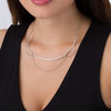 Thumbnail Image 2 of 1/20 CT. T.W. Diamond Triple Scallop Necklace in Sterling Silver - 18.5"
