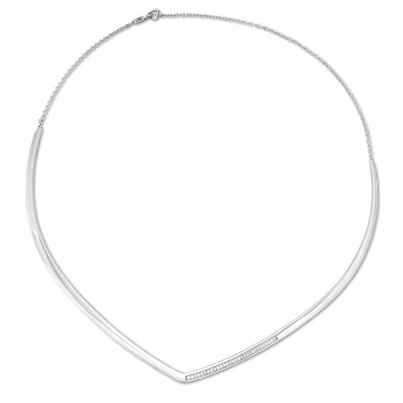 1/6 CT. T.w. Diamond "V" Necklace in Sterling Silver - 17"