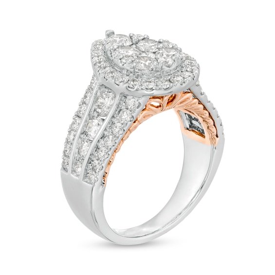 2-1/2 CT. T.w. Composite Diamond Pear-Shaped Frame Engagement Ring in 14K Two-Tone Gold