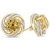 Thumbnail Image 1 of 8.0mm Citrine and White Topaz Swirl Frame Stud Earrings in Sterling Silver with Yellow Rhodium