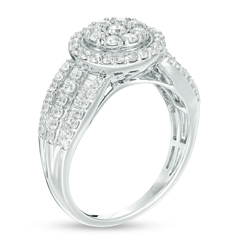 1 CT. T.W. Diamond Double Frame Vintage-Style Multi-Row Engagement Ring in 10K White Gold