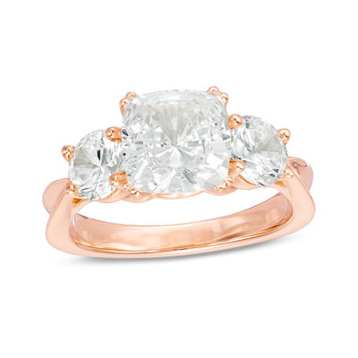 3 Ct T W Cushion Cut Diamond Three Stone Engagement Ring In 14k