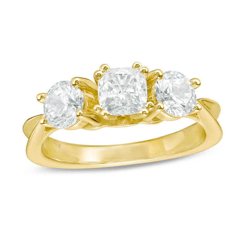 2 Ct Tw Cushion Cut Diamond Three Stone Engagement Ring In