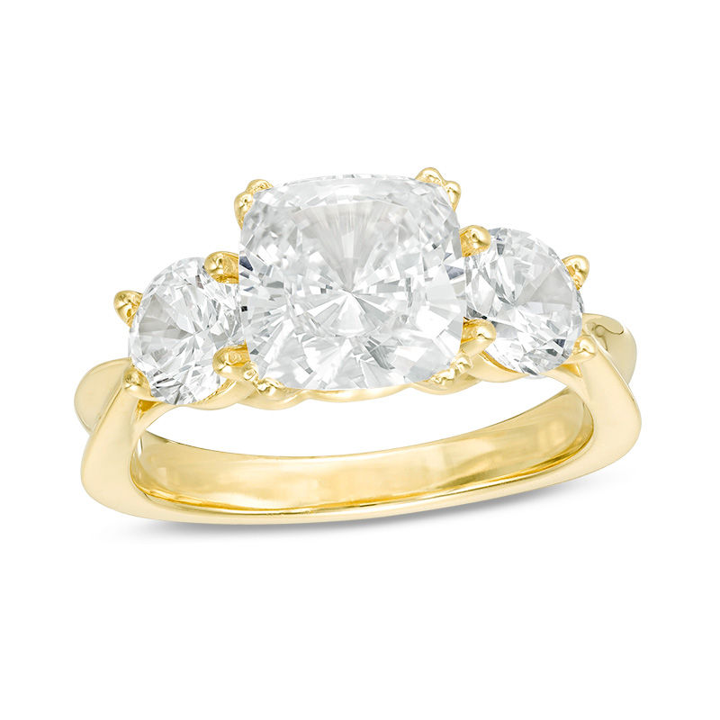 3 Ct Tw Cushion Cut Diamond Three Stone Engagement Ring In