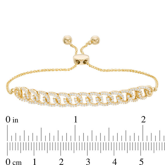 1/2 CT. T.w. Diamond Interlocking Curb Link Bolo Bracelet in 10K Gold - 9.5"