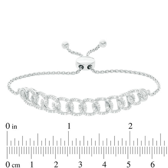 1/5 CT. T.w. Diamond Interlocking Curb Link Bolo Bracelet in Sterling Silver - 9.5"