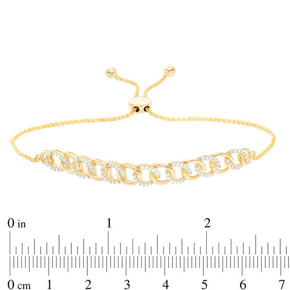1/4 CT. T.w. Diamond Interlocking Curb Link Bolo Bracelet in 10K Gold - 9.5"