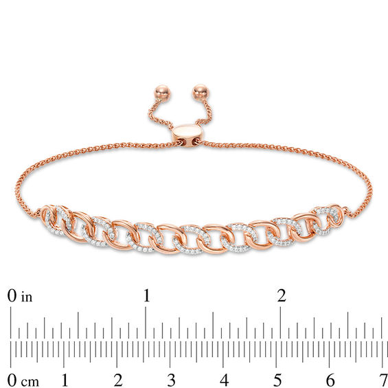 1/4 CT. T.w. Diamond Interlocking Curb Link Bolo Bracelet in 10K Rose Gold - 9.5"
