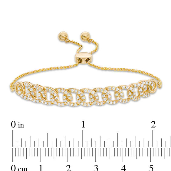 1 CT. T.w. Diamond Interlocking Curb Link Bolo Bracelet in 10K Gold - 9.5"