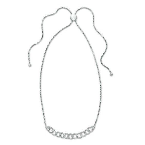 1/5 CT. T.w. Diamond Interlocking Curb Link Bolo Necklace in Sterling Silver - 26"