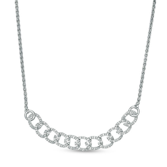 1/5 CT. T.w. Diamond Interlocking Curb Link Bolo Necklace in Sterling Silver - 26"
