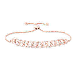 Rose Gold Bracelets Zales T W Diamond Interlocking Curb Link Bolo Bracelet In 10k Rose Gold 9 5 Quot