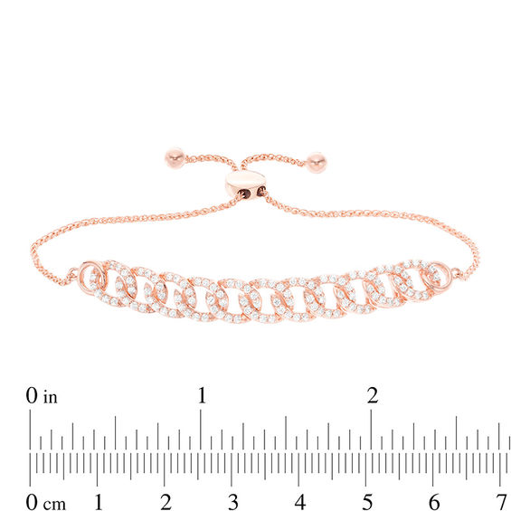 1 CT. T.w. Diamond Interlocking Curb Link Bolo Bracelet in 10K Rose Gold - 9.5"