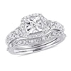 Thumbnail Image 1 of 1/5 CT. T.W. Diamond Cushion Frame Twist Vintage-Style Bridal Set in Sterling Silver