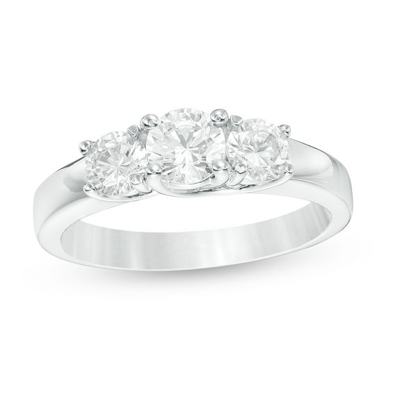 1 CT. T.w. Diamond Three Stone Engagement Ring in 14K White Gold