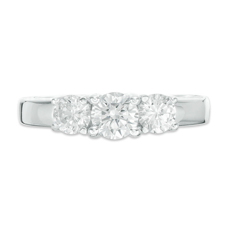 Main Image 6 of 1 CT. T.W. Diamond Three Stone Engagement Ring in 14K White Gold