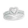 Thumbnail Image 1 of 1/2 CT. T.W. Diamond Heart Frame Three Piece Bridal Set in 10K White Gold