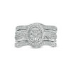 Thumbnail Image 6 of 1/3 CT. T.W. Composite Diamond Oval Frame Three Piece Bridal Set in Sterling Silver