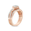 Thumbnail Image 2 of 1/3 CT. T.W. Composite Diamond Frame Heart-Sides Twist Three Piece Bridal Set in 10K Rose Gold