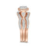 Thumbnail Image 4 of 1/3 CT. T.W. Composite Diamond Frame Heart-Sides Twist Three Piece Bridal Set in 10K Rose Gold