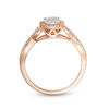 Thumbnail Image 5 of 1/3 CT. T.W. Composite Diamond Frame Heart-Sides Twist Three Piece Bridal Set in 10K Rose Gold