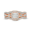 Thumbnail Image 6 of 1/3 CT. T.W. Composite Diamond Frame Heart-Sides Twist Three Piece Bridal Set in 10K Rose Gold