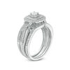 Thumbnail Image 1 of 1/4 CT. T.W. Diamond Double Square Frame Three Piece Bridal Set in Sterling Silver