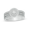 Thumbnail Image 1 of 1/4 CT. T.W. Diamond Double Frame Vintage-Style Three Piece Bridal Set in Sterling Silver