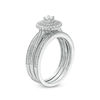 Thumbnail Image 2 of 1/4 CT. T.W. Diamond Double Frame Vintage-Style Three Piece Bridal Set in Sterling Silver
