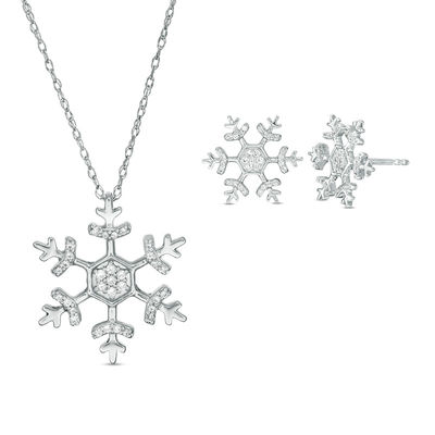 Lydreewam 925 Sterling Silver Snowflake Earrings/Necklace 18 for Women Girls with 3A Cubic Zirconia Thanksgiving Christmas Jewelry Gift
