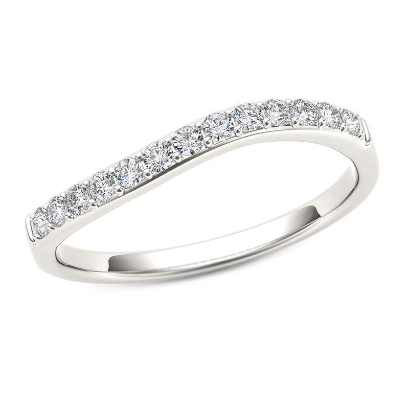Main Image 1 of 1/4 CT. T.W. Diamond Wave Anniversary Band in 10K White Gold