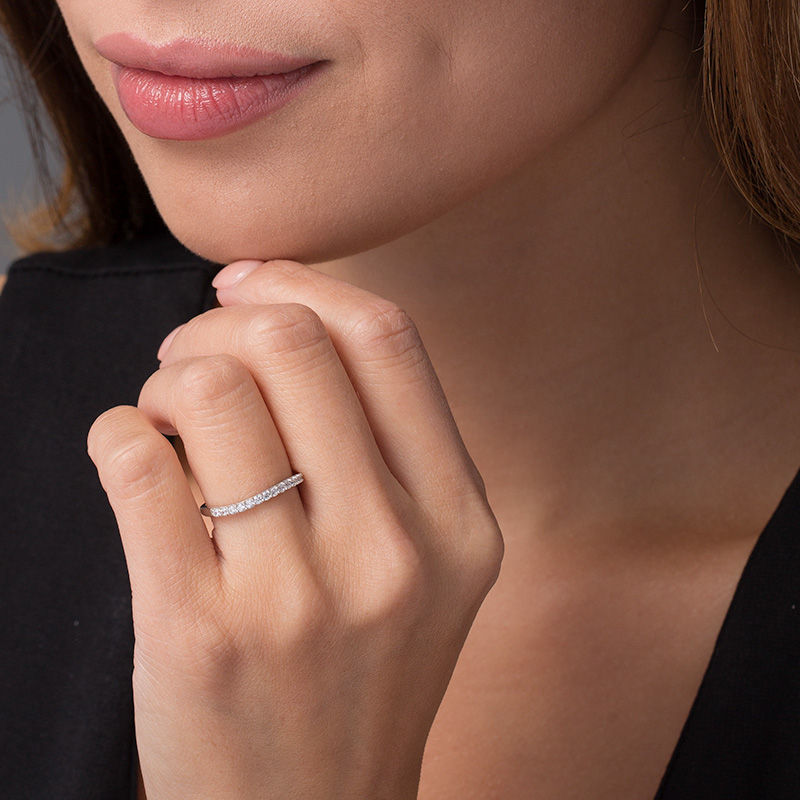 Main Image 2 of 1/4 CT. T.W. Diamond Wave Anniversary Band in 10K White Gold