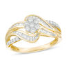 Thumbnail Image 1 of 1/2 CT. T.W. Baguette and Round Composite Diamond Bypass Ring in 10K Gold