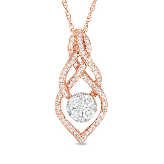 1/3 CT. T.w. Multi-Diamond Infinity Teardrop Pendant in 10K Rose Gold