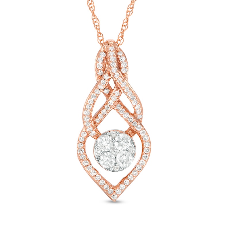 1/3 CT. T.W. Multi-Diamond Infinity Teardrop Pendant in 10K Rose Gold