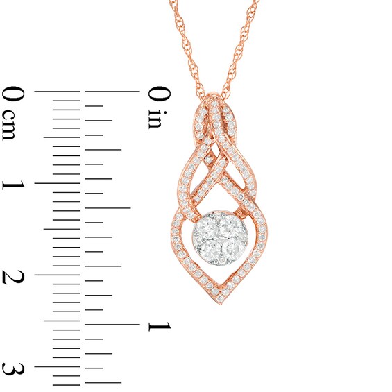 1/3 CT. T.w. Multi-Diamond Infinity Teardrop Pendant in 10K Rose Gold