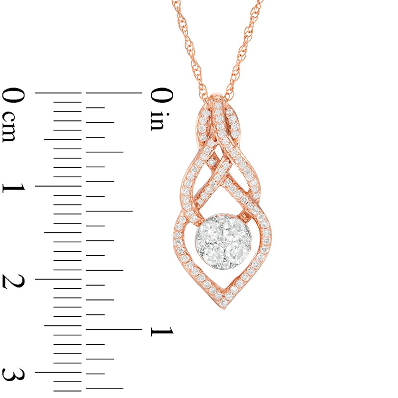 1/3 CT. T.W. Multi-Diamond Infinity Teardrop Pendant in 10K Rose Gold