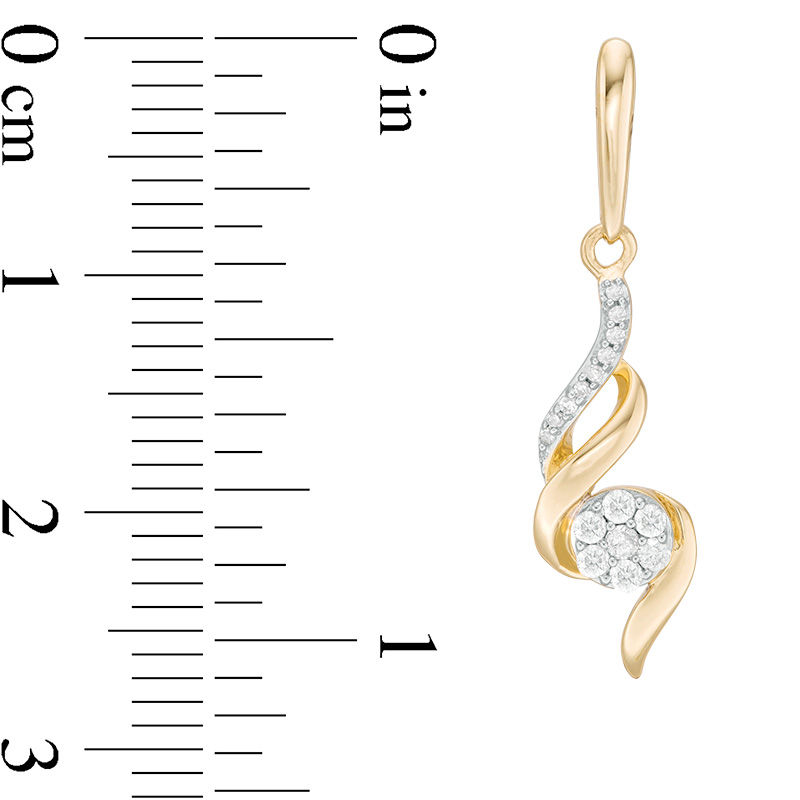 1/5 CT. T.W. Diamond Swirl Flower Drop Earrings in 10K Gold