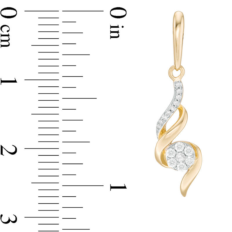 Main Image 3 of 1/5 CT. T.W. Diamond Swirl Flower Drop Earrings in 10K Gold