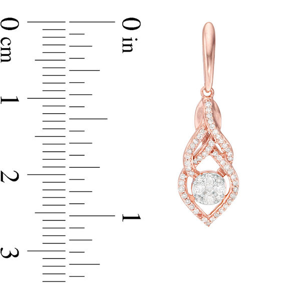 1/3 CT. T.w. Diamond Interlocking Teardrop Earrings in 10K Rose Gold