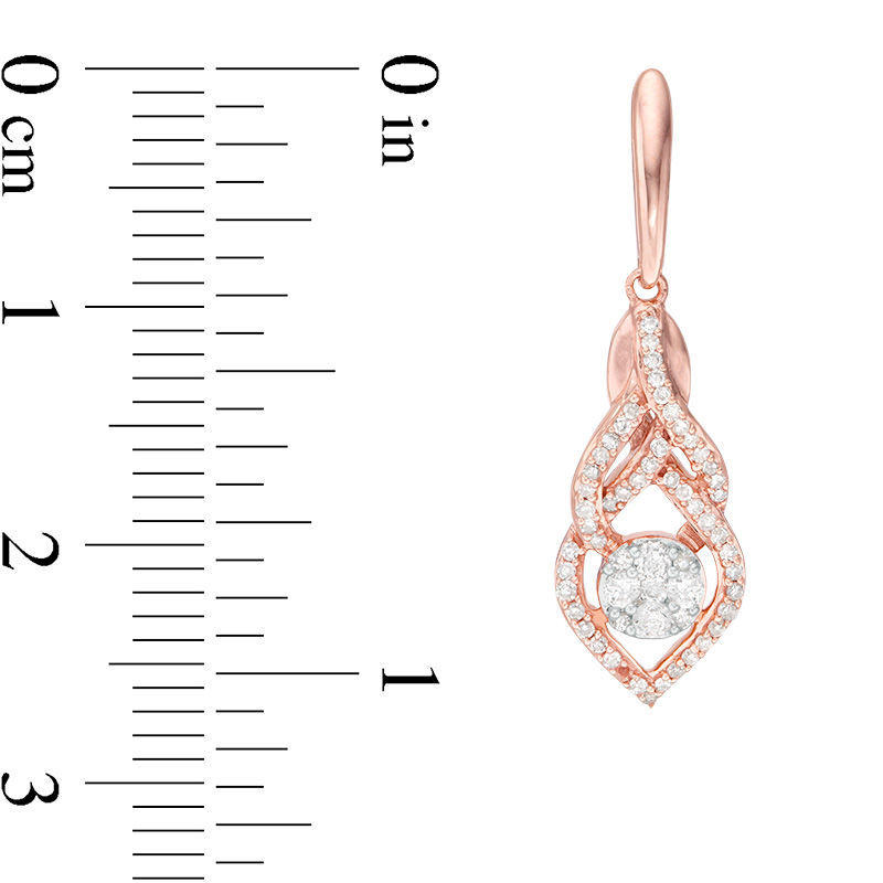 Main Image 3 of 1/3 CT. T.W. Diamond Interlocking Teardrop Earrings in 10K Rose Gold