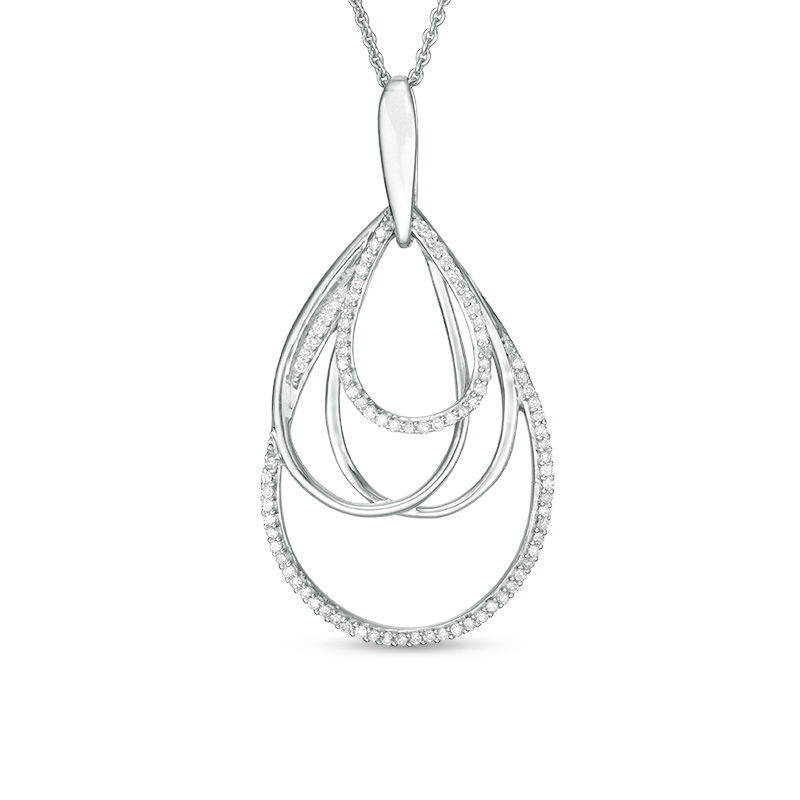 Main Image 1 of 1/4 CT. T.W. Diamond Overlapping Teardrop Pendant in Sterling Silver