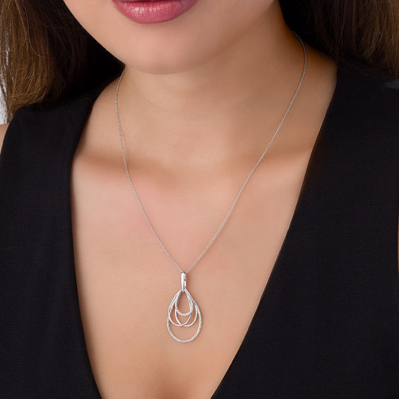 1/4 CT. T.w. Diamond Overlapping Teardrop Pendant in Sterling Silver