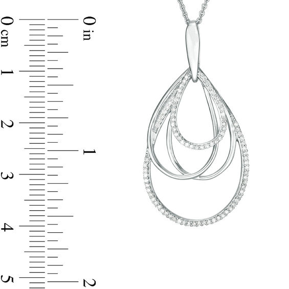 1/4 CT. T.w. Diamond Overlapping Teardrop Pendant in Sterling Silver