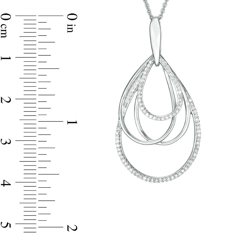 Main Image 3 of 1/4 CT. T.W. Diamond Overlapping Teardrop Pendant in Sterling Silver