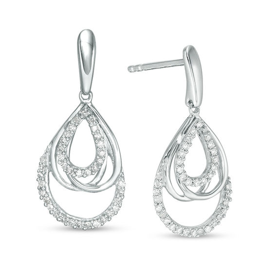 1/5 CT. T.w. Diamond Multi Teardrop Earrings in Sterling Silver